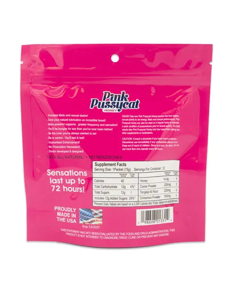 2 sachets of PINK PUSSYCAT PASSIONFRUIT  and 2 sachets of VIP ROYAL HONEY