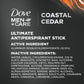 Dove Men+Care Antiperspirant hydrating, water-based deodorant Coastal Cedar with our best non-irritant formula 2.6 oz